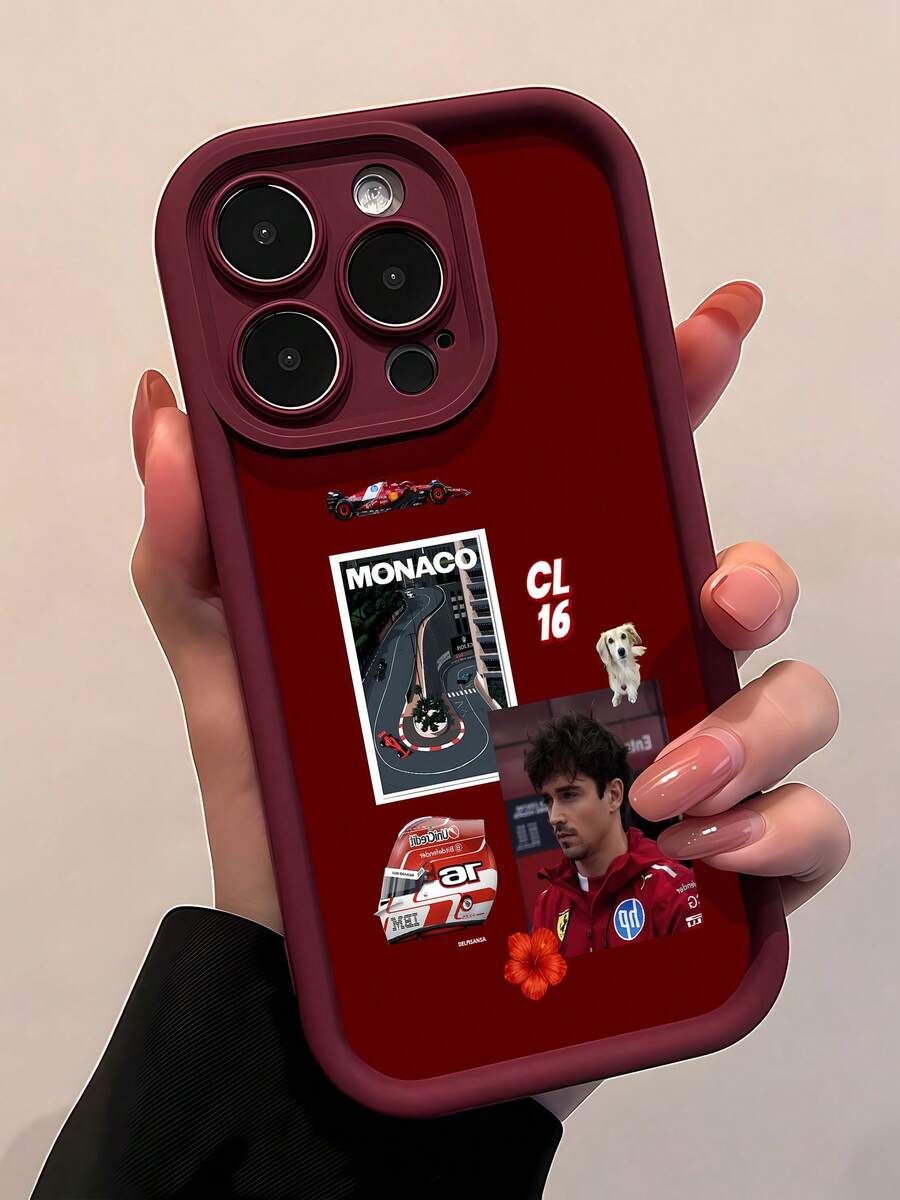 Funda para teléfono con diseño de coche de carreras, compatible con fundas , 17, 16 Pro Max, 15 Pro Max, 13 y 12. Funda de TPU de cobertura total, resistente a golpes y caídas, en un solo paquete. Resistente al agua, a las caídas, a los arañazos, elegante y a la suciedad. Un regalo ideal para familiares, amigos, pareja, novios/novias y para San Valentín. - Burdeos - Ver 1