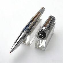 Luxury Metal Ballpoint Pen With Blue Green Pattern Silvery / Golden Clip Business Office Writing Pen Gift For Men Women - 1350 Blue Ballpoint Pen - View 10