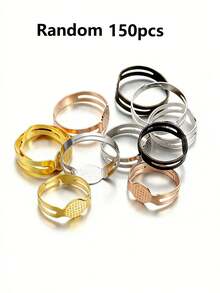 20/50/100/150/200pcs/Lot Multi-Color 7-10mm Adjustable Blank Metal Rings, Suitable For DIY Handmade Ring Jewelry Making Supplies - Multicolor - View 31