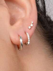 6pcs Fashionable Copper Zirconia Gold Tone Earrings Set, Mixed Design Earrings Studs Hoops Pendants, Versatile Gift For Women, Birthday, Vacation, Party, Daily Wear, New Year, Valentine's Day - Gold - View 18