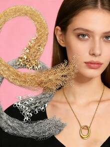 1/100pcs/Pack Multi-Color Stainless Steel K-Plated Basic Chain Necklace, DIY Jewelry Making Chain Necklace Can Be Worn Separately - Multicolor - View 1