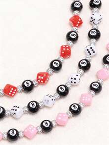 1pc Personalized Beaded Dice & 8 Ball Pocket Chain, Unisex Waist Chain/Pant Chain/Bag Chain, Unique Gift For Birthday, Valentine's Day, St. Patrick's Day - Multicolor - View 12