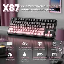 Bàn phím không dây ATTACK SHARK X87, bàn phím cơ tùy chỉnh có thể thay thế nóng với gioăng 75%, bàn phím chơi game ba chế độ 2.4G/USB-C/BT5.0 có đèn nền RGB, pin 4000mAh, phím PBT in cạnh bên, dành cho Windows/ PC/ Linux/ Game thủ, quà tặng ngày lễ, quà tặng cho trẻ em, năm mới 2026 - Màu Monnlit Night/ / Cheese/ Purple White - Nhiều màu - Xem 10