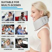 RPPR 1pc Adjustable Double-Layer Breathable Cervical Collar, Soft Foam Padded Removable Cover, Suitable For Night, Daily Life, Travel, Driving, Fits Neck Circumference 30-40cm, Grey - Grey - View 5