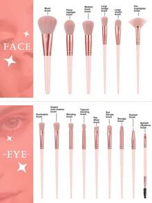 36pcs Combination Set Of Makeup Brushes Eyeshadow Brush & Eyebrow Brush & Foundation Brush & Powder Makeup Brush & Blush Brush & Concealer Brush & Highlighter Brush Ultra-Soft Premium Synthetic Hair For Daily Makeup On Face - Pink - View 2