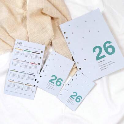 1pc 2026 A5/A6/A7/M5 Calendar Binder Dividers - Durable White Cardboard, Loose Leaf Ring Refill For Planning, Easy Organization, Scheduling Tool | Decorative Stationery