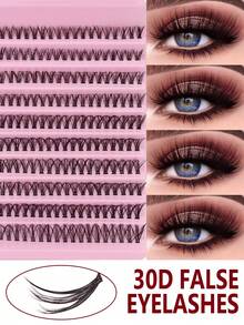 180 szt. 30D, 10-rzędowych, ultramiękkich i puszystych sztucznych rzęs o naturalnym wyglądzie, odpowiednich dla początkujących, którzy chcą doświadczyć komfortu i modnego wyglądu, a jednocześnie łatwo stworzyć czarujący makijaż. Można używać kępek rzęs syntetycznych, idealnych na co dzień, randki i imprezy. - D - Zobacz 2