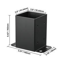 4x4 Post Base 10 Pcs, Inner Size 3.6x3.6 Inch / 91.44x91.44 Mm Post Brackets, Heavy Duty Carbon Steel Decking Posts, Wood Posts Brackets For Pavilion Deck Railing Support Deck Base Plate, Black - Post Base 2.0mm Thick 4x4 Inch (10 Pcs) - View 10
