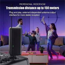 Handheld Wireless Microphone, Portable, Professional Unidirectional Dynamic Coil With Mute Function, 6.35mm Plug, For Gaming, Live Streaming And Video Conferencing, Stylish Design | Durable Construction, Singing Microphone, 1-To-2 Wireless Microphone, Professional Handheld Microphone, Suitable For Karaoke, Party, Church, Performance Recording, 800mAh Battery - Multicolor - View 11