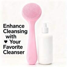 Deep Cleansing Facial Massage Brush, Gentle Exfoliation And Skincare, Silicone Brush For Pore Cleansing And Blackhead Removal - Pink - View 1