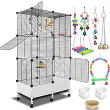 Jaulas Para Aves, Jaulas Grandes Para Pájaros Móvil Jaula Para Aves Pequeñas, Juguetes Para Pájaros, Móvil De Metal Para Pájaros, Para Loros, Para Cañarios, 75x39x120cm - Unitalla - Ver 1