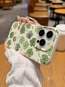 1pc Clover & Ladybug Pattern Litchi Texture Shockproof TPU Phone Case, Suitable As Holiday Gift For Men And Women, Compatible With IPhone XS/XS Max/XR/11 12 13 14 15 16 17 Pro/Pro Max/14 15 16 17 Plus - Multicolor - View 4