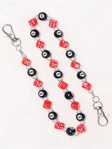 1pc Personalized Beaded Dice & 8 Ball Pocket Chain, Unisex Waist Chain/Pant Chain/Bag Chain, Unique Gift For Birthday, Valentine's Day, St. Patrick's Day - Multicolor - View 8