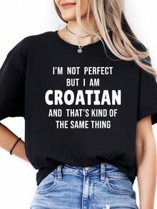 1Pc Camiseta Croata Regalos de Personas de Croacia Camiseta Divertida para Hombres y Mujeres Camiseta de Mujer, Camiseta de Hombre, Estilo Unisex, Camiseta Deportiva, Camiseta de Fiesta, Camiseta de Regalo, Talla S-4XL, 100% algodón, Negra - Negro - Ver 1