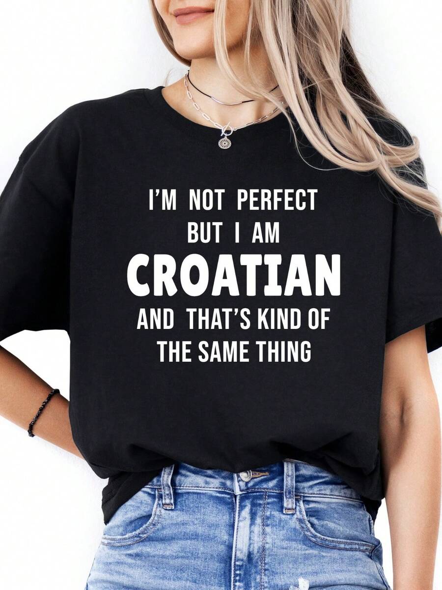 1Pc Camiseta Croata Regalos de Personas de Croacia Camiseta Divertida para Hombres y Mujeres Camiseta de Mujer, Camiseta de Hombre, Estilo Unisex, Camiseta Deportiva, Camiseta de Fiesta, Camiseta de Regalo, Talla S-4XL, 100% algodón, Negra - Negro - Ver 1
