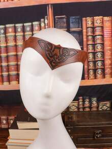 1pc Medieval Gothic Faux Leather Headpiece - Adjustable Renaissance Headband For Renaissance Fairs, Costume Parties, Role-Play (Knight, Wizard, Noble) - A - View 8