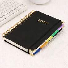 A5 Spiral Notebook - 300 Pages Hard Cover PU Notebook, 100GSM Thick Paper, Retro Style, Horizontal Lines, Faux Leather Cover, Suitable For Work, School And College Planning, Notebook And Diary With Removable Dividers And Tabs, 5 Subjects, College Ruled, College Notebook, Student Planner - Multicolor - View 15