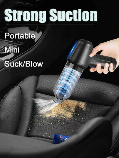 3-In-1 Car Vacuum Cleaner With Strong Suction Power Portable Compact Handheld Wireless Vacuum Cleaner Suitable For Dry And Wet Cleaning, Car Accessories, 2400mAh