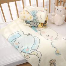 1件卡通印花可爱婴儿毯，可作襁褓毯、午睡毯，柔软保暖毛绒毯 - 彩色 - 查看 3