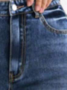 Pantalones Palazzo de Mezclilla de Cintura Alta para Mujer: Vaqueros Anchos para Estilos Casuales y Elegantes Bolsillos delanteros de botones femeninos ocio relajado retro lavado pantalones de piernas anchas para cubrir la carne delgada pantalones de campana nuevos y de moda,pantalon de mezclilla dama,san valentín ropa,pantalones de mujer,Azul oscuro retro - Azul - Ver 5