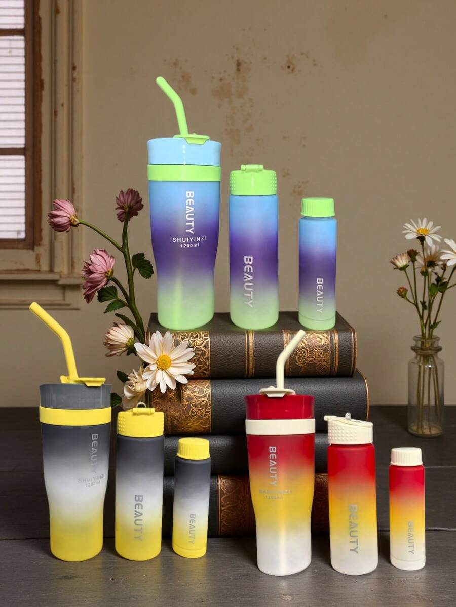 3 pezzi Tazze per auto con finitura opaca, 3 borracce sportive da esterno in colori vivaci, portatili e alla moda, forniture per la cucina, adatte per ciclismo, escursionismo, maratona, yoga, essenziali per il dormitorio, necessità di viaggio, adatte per 3 membri della famiglia, lavoratori d'ufficio e studenti, ottimo regalo per famiglia e amici