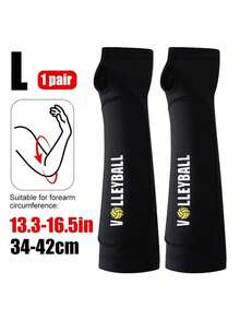 1 par de mangas de voleibol extra grandes con almohadilla y orificio para el pulgar, adecuado para deportes de voleibol, unisex, negro - Negro - Ver 13