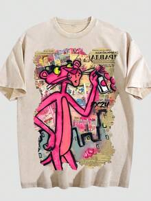 Washed T-Shirt Men | Bold Pop Art Icon (Sunglasses + Spray Can) | Retro Comic Newspaper Print | Pxr24 Logo Edgy Streetwear Tee - Màu be - Xem 1