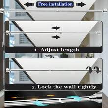 Adjustable Stainless Steel Shower Curtain Rod, No Drilling Required For Bathroom, Shower, Bathtub - Multicolor - View 8