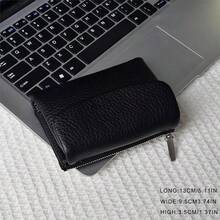 Women's Short Folding PU Wallet, Large Capacity Card Holder - Black - View 4