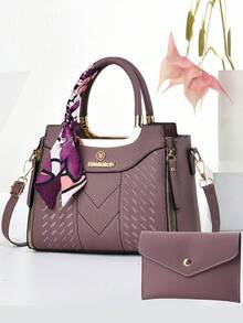 优雅刺绣女士手提包 - 配有可拆卸肩带，拉链封口，湖蓝色/白色/红色/黑色，不褪色，金色五金配件，优雅日常之选 | 手提包 | 可拆卸肩带 - 黑色 - 查看 6