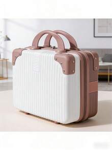 Túi đựng mỹ phẩm đa năng, thời trang, đơn giản và tiện dụng, kích thước 12 inch, túi xách nhỏ dành cho nữ, thích hợp cho du lịch và cắm trại, unisex, dung tích lớn với khóa số, túi đựng đồ du lịch, túi đựng đồ vệ sinh cá nhân cao cấp - Quà tặng ngày Valentine cho bạn gái. - Trắng + Vàng - Xem 2