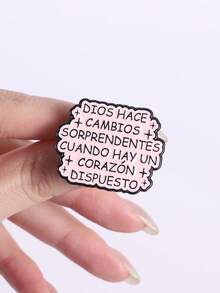 4pcs Minimalist Healing Religious Phrase Brooch, Zinc Alloy Enamel Material, Spanish Text Decor, Religious Faith Theme Badge, Unisex Design, Daily Religious Accessory Gift - Multicolor - View 8