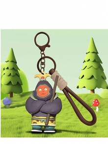 1pc Cartoon Version Cute Monster Plush Doll Keychain Bag Charm Accessory - Multicolor - View 6