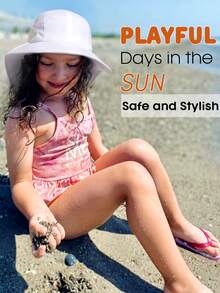 Baby/Toddler Wide Brim Sun Hat With Neck Flap, Essential For Beach & Vacation - 1PC - View 2