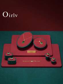 Oirlv High-End Jewelry Display Props, Luxury Necklace, Ring And Bracelet Display Cabinets, Jewelry Display Racks, Suitable For Men And Women Couple Rings, Bracelets, Necklaces And Mall Displays. - Red - View 8