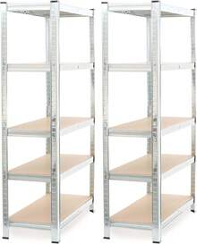 WilTec Juego de 2 estantes de carga pesada, zincados 160 x 60 x 180 cm, 4 estantes, 175 kg/nivel - Galvanizado - Ver 9