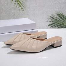 Giày sandal đế bằng xếp ly kiểu Pháp, mũi nhọn, kiểu slip-on dành cho nữ, mùa hè. - Màu be - Xem 9