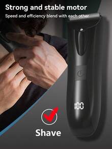 MIGUAN 男士电动理发器，黑色，USB充电式，配备500mAh电池，适用于腿部、手臂和胡须修剪 - 完美的节日礼物，理容修剪器 | 时尚理容 | USB充电，身体理容器 - 黑色 - 查看 6