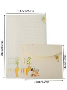 9pcs A5 Creative Chinese Style Cute Cat Theme Stationery Paper, Elegant Western-Style Envelopes - Rectangle - View 5