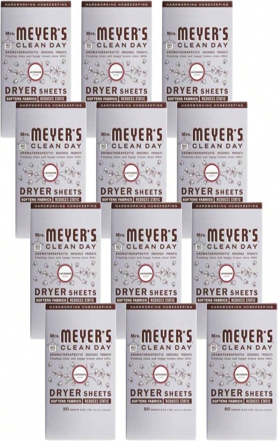 MRS. MEYER'S CLEAN DAY Dryer Sheets, Lavender, 80 Ct (Pack Of 12) - MàuF - Xem 1