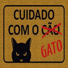 TAPETE CAPACHO DECORATIVO CUIDADO COM O GATO - Tamanho Único - Visão 2