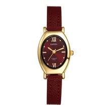 Rofusn Reloj de mujer de cuarzo analógico ovalado: Correa de PU, esfera punteada - Adecuado para todas las estaciones - Gris - Ver 1