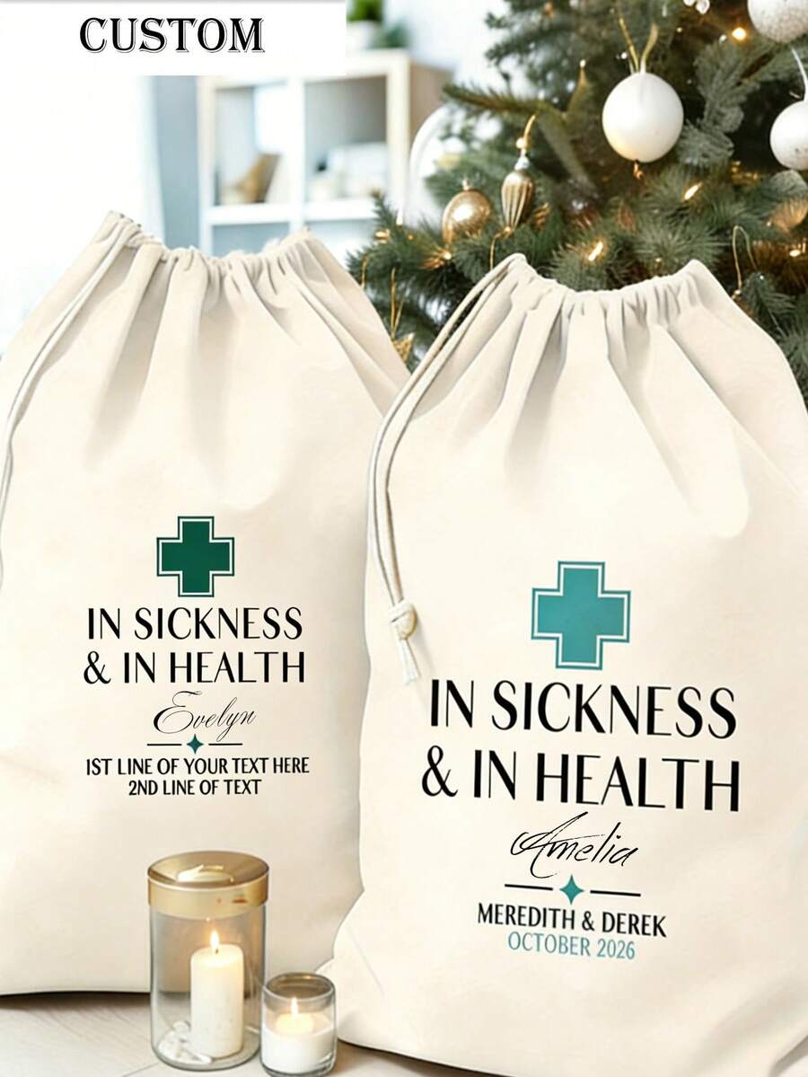 Custom Gift Bags, In Sickness And In Health Wedding Recovery Kit Bags, Custom Wedding Hangover Favor Bags, In Health Recovery Kit-Hangover Kit-Wedding Favors-Bachelorette Party Favor-Recovery Kits-Wedding Welcome Bag, A Must-Have Personalized Gift With Custom Name Options - Multicolor - View 1