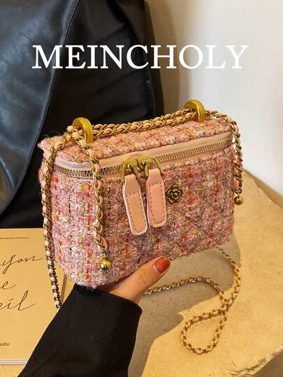 Fashionable Solid Color Elegant Versatile Small Square Crossbody Bag For Women