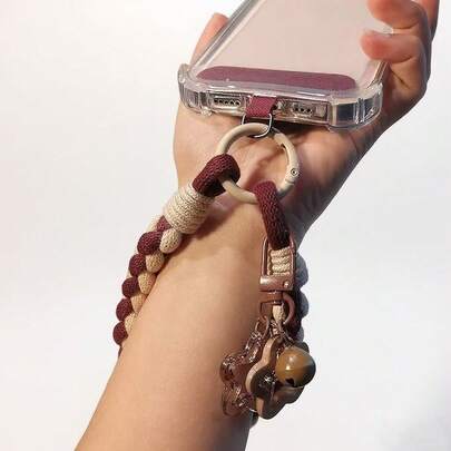 Short Phone Lanyard, Fashion Star Pendant Colorful Braided Thick Phone Strap, Outdoor Wrist Phone Case Clip Lanyard