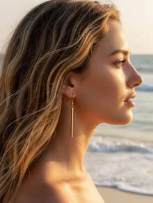 imoli Pendientes rectangulares colgantes - Amarillo Oro - Ver 6