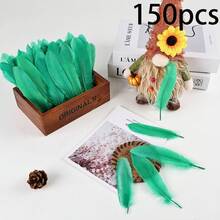 150 Stücke künstliche Handwerksfedern im Großeinkauf, Handwerksproduktion, DIY Federprodukte, Federdekorationen für Kleidung, Federzubehör für Heimdekoration, Traumfängerfedern, Karnevals, verschiedene dekorative Federn, Federrequisiten für Partys, Federhaarextensions - 150 Stück Grün - Übersicht 1