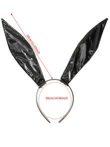 1个可爱毛绒兔耳朵发箍，角色扮演配件 - 黑色 - 查看 5