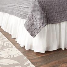 Home Cotton Voile Dust Ruffle Bed Skirt, White, Queen 18inch L - Queen18inchL - View 2