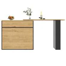 Extendable Bar Table With Storage (138-204*39*104cm), 360° Swivel Bar Table, Modern Mobile Bar Table, High Kitchen/Bistro Island Table, Sideboard With Shelves And Display Case, Black - Black - View 9
